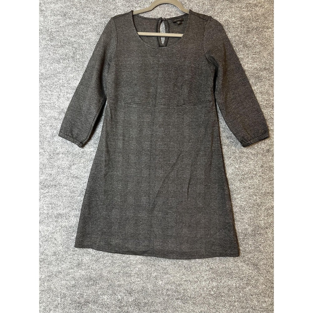 JJill Wearever Collection Dress Womens XS Petite Gray Plaid Stretch 3/4‎ Sleeve